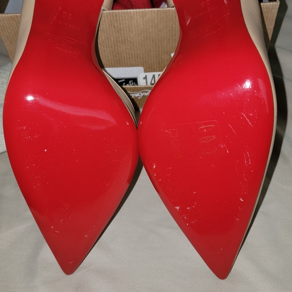 Nude Christian Louboutin Iriza 100mm Pumps - Picture 3 of 8